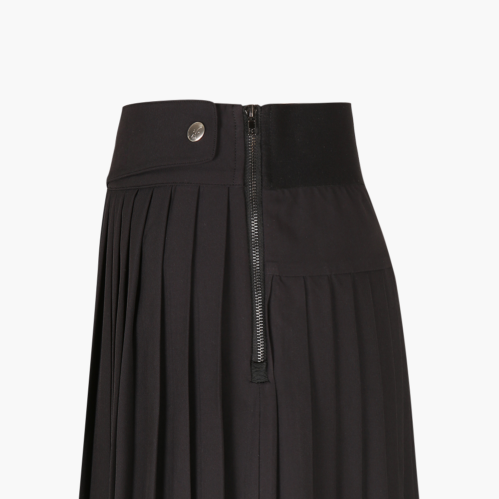Yoke middle pleats skirt (Black)