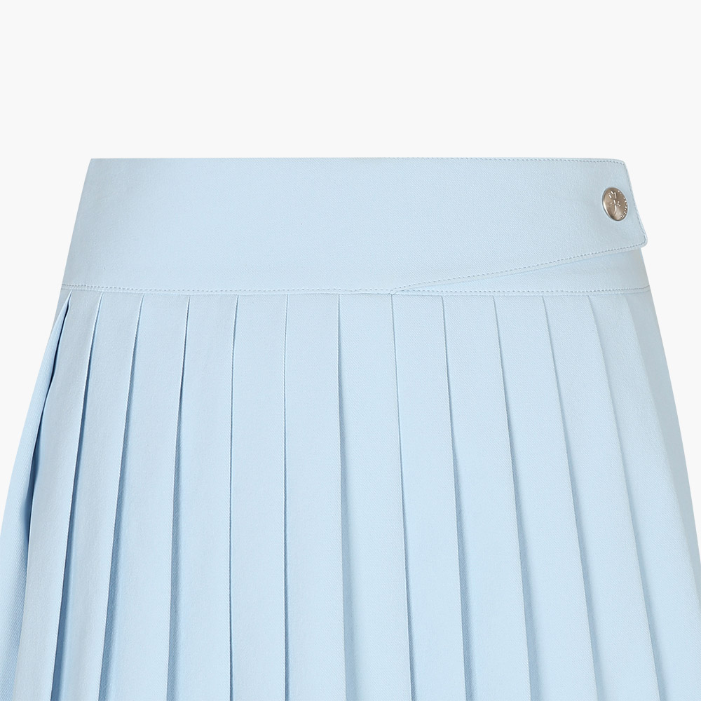 Yoke middle pleats skirt (Light blue)