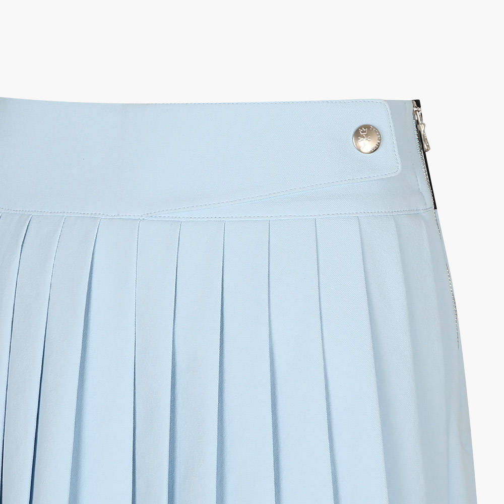 Yoke middle pleats skirt (Light blue)
