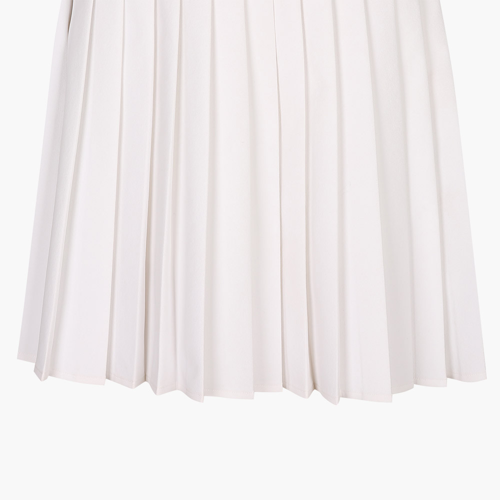 Yoke middle pleats skirt (White)